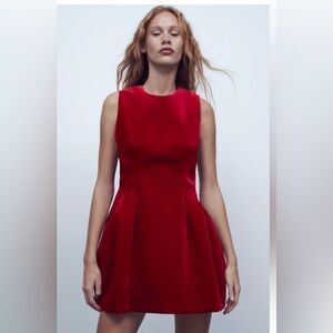 Zara Velvet Red Mini Dress